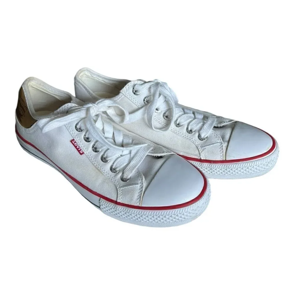 Levi’s White Sneakers Converse-Style with Leather Heel Patch Sz: 9 Mens